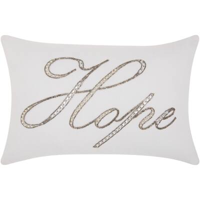 kathy ireland Beaded Hope White Throw Pillow by Nourison (12-Inch X 18-Inch)