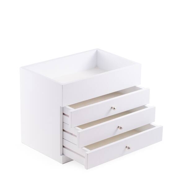 Shop Nadja Open Top White Wood Makeup Vanity Case Free Shipping