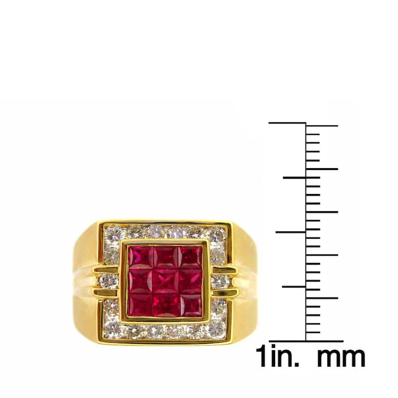 Kabella 18k Yellow Gold Ruby Andith Diamond Men's Accent Ring