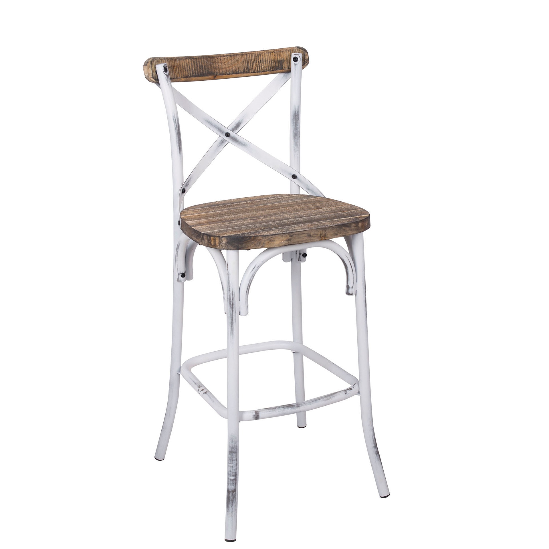 Zaire 96642 Walnut Colored Antique White Steel And Wood Bar Chair On Sale Overstock 12039064