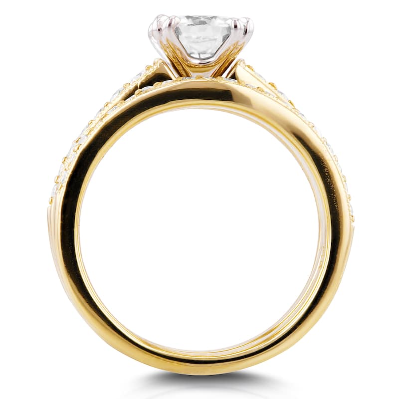 Annello by Kobelli 14k Yellow Gold 1 1/10ct Moissanite and 2/5ct TDW Diamond Bridal Set