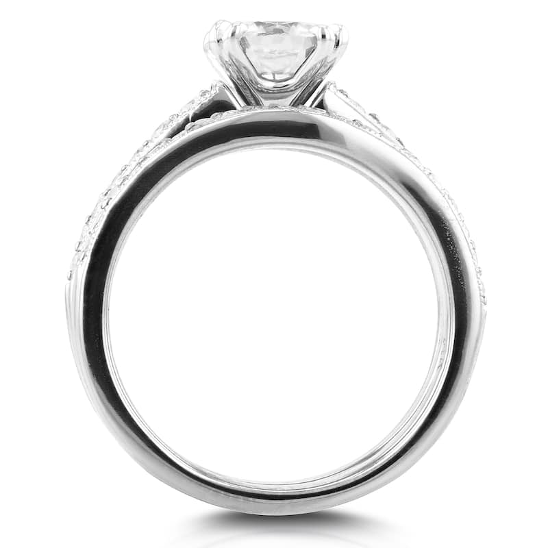 Annello by Kobelli 14k White Gold 1 1/10ct Cushion Moissanite and 2/5ct TDW Diamond Bridal Set