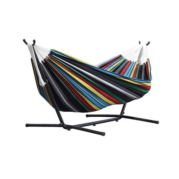 Vivere Multicolor Cotton Combo Double Indoor Outdoor Hammock Vivere Multicolor Cotton Combo Double Indoor Outdoor Hammock With 9 Foot Stand