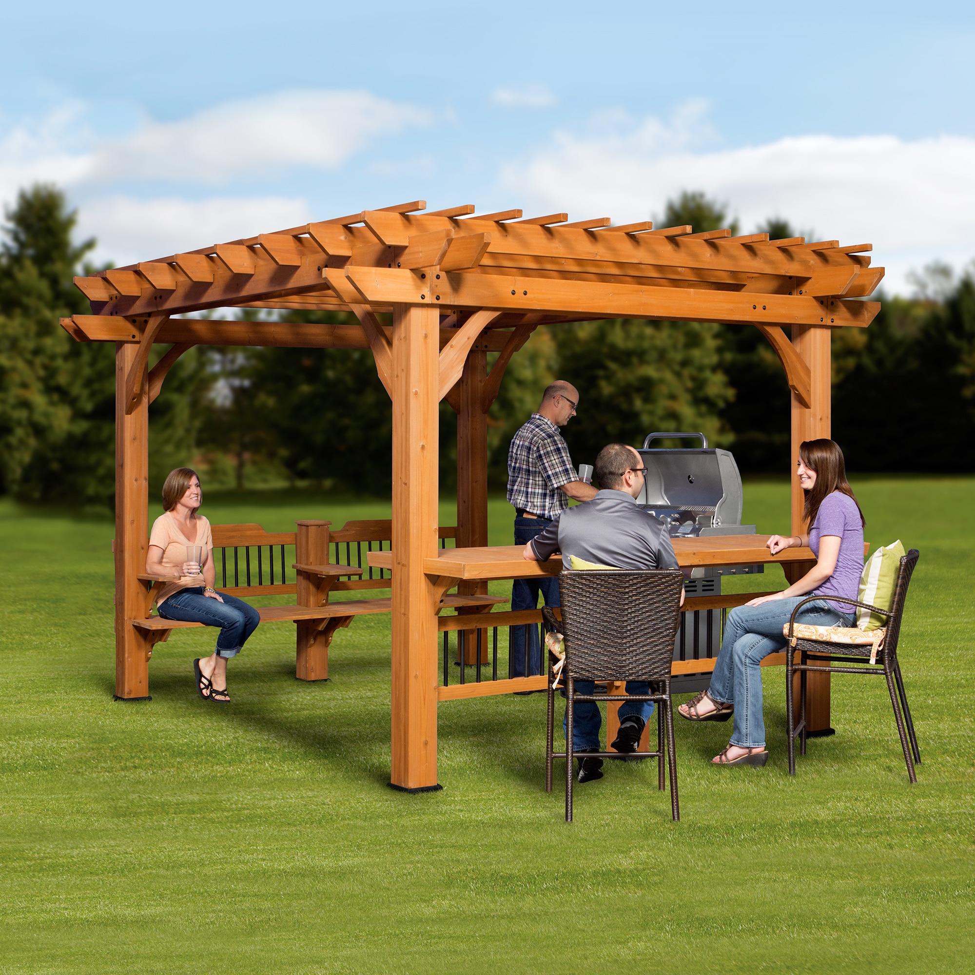 Backyard Discovery Oasis Brown Cedar 12-foot x 10-foot Pergola Kit