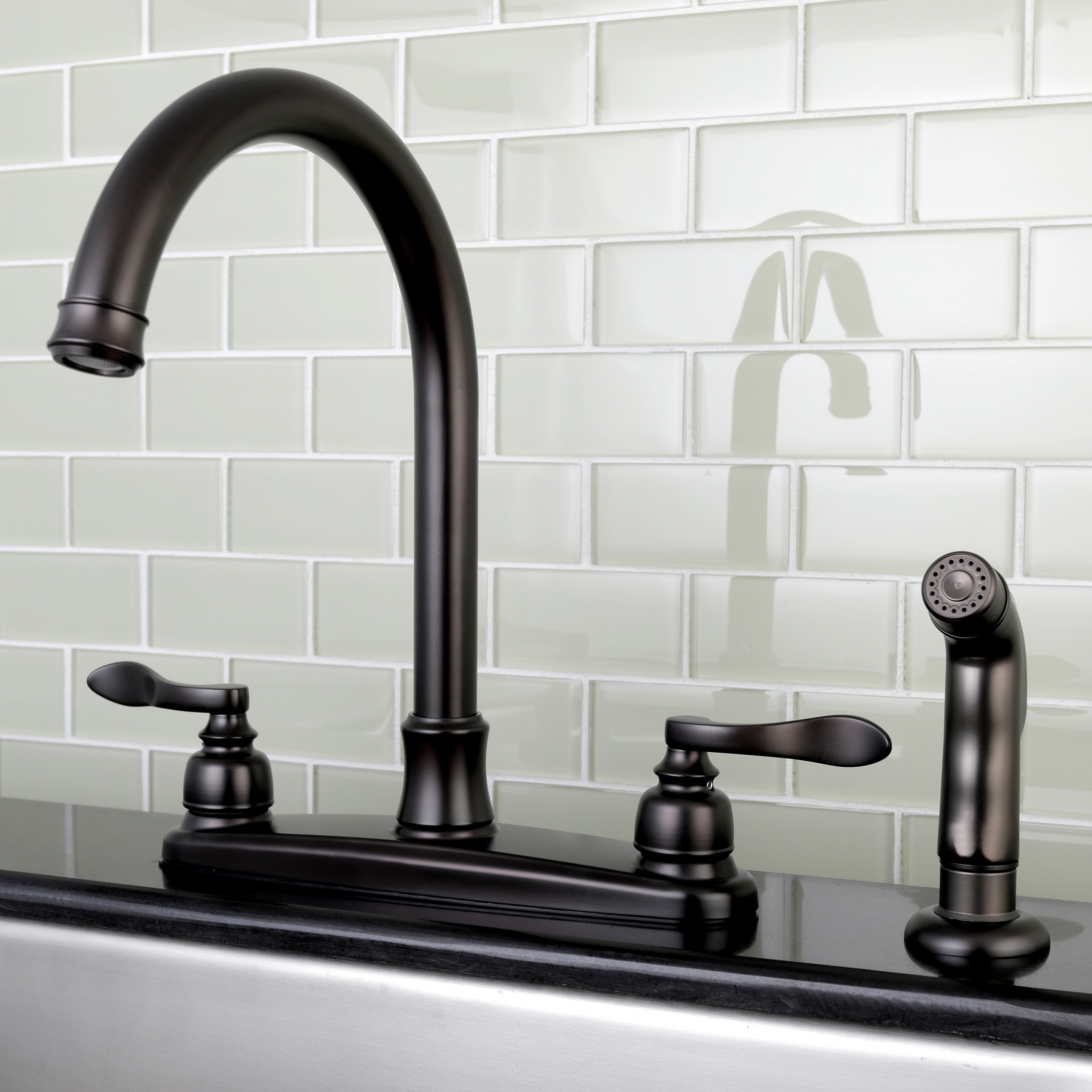 Designer Oil Rubbed Bronze Kitchen Faucet With Side Sprayer On Sale Overstock 12041348