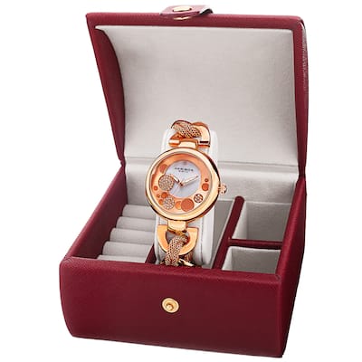 Akribos XXIV Women's Quartz Rose-Tone Bracelet Watch + Jewelry Box