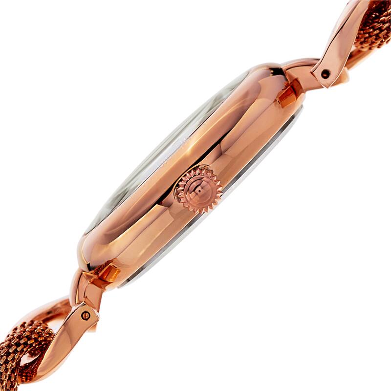 Akribos XXIV Women's Quartz Rose-Tone Bracelet Watch + Jewelry Box