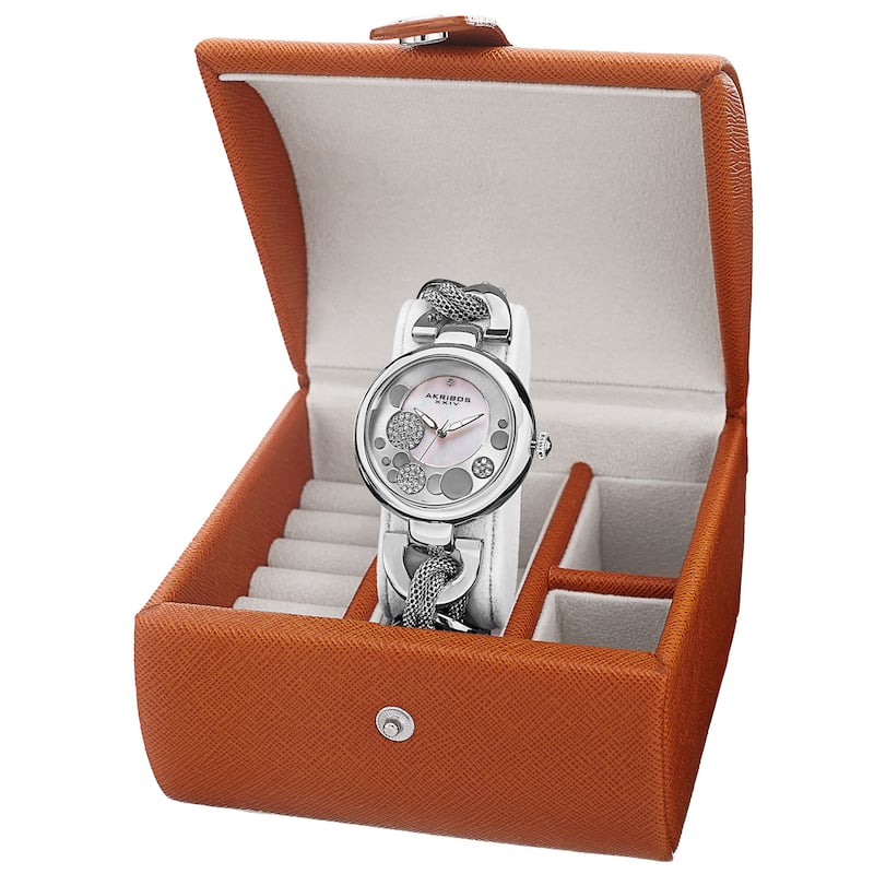 Akribos XXIV Women's Quartz Bracelet Watch + Jewelry Box