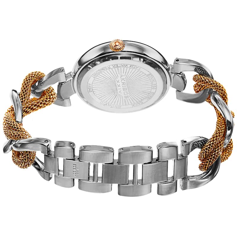 Akribos XXIV Women's Quartz Two-Tone Bracelet Watch + Jewelry Box