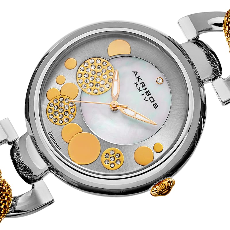 Akribos XXIV Women's Quartz Two-Tone Bracelet Watch + Jewelry Box