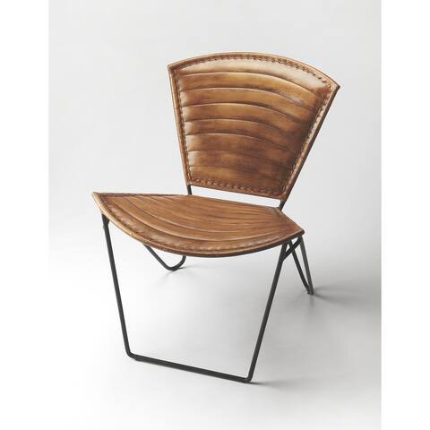 Handmade Butler Felix Iron and Leather Accent Chair (India)