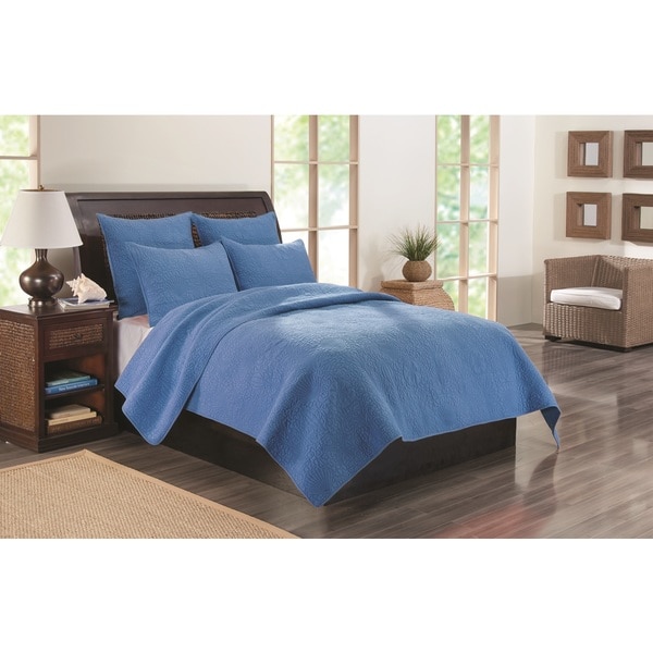 Greenland Home Fashions Kahlua Blue 3-piece Quilt Set