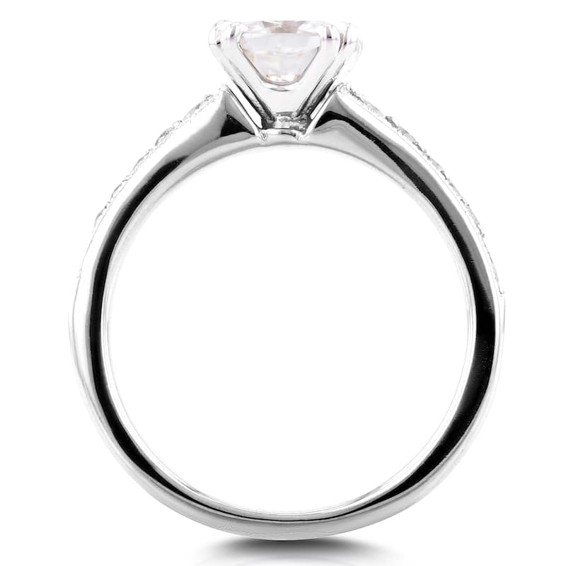Annello by Kobelli 14k White Gold 1 1/10ct TGW Cushion Moissanite and 1/4ct TDW Diamond Engagement Ring
