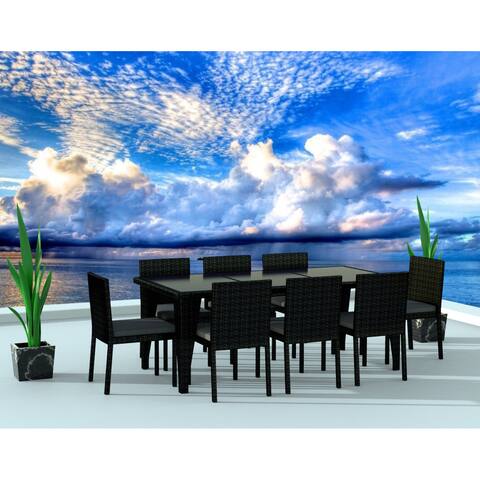 Urban Furnishing Black/Charcoal Resin Wicker Outdoor Patio 9-piece Dining Set
