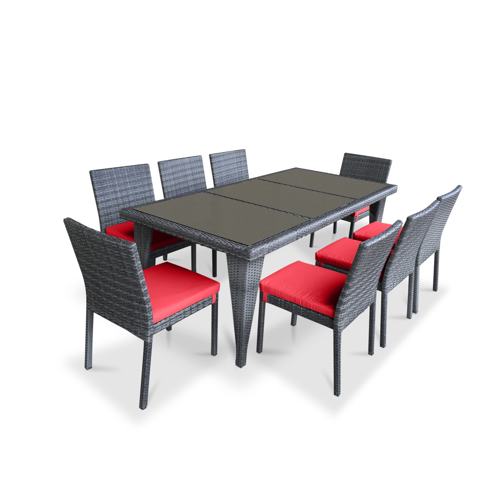 Shop Urban Furnishing Red Pvc Wicker Outdoor Patio 9 Piece Dining