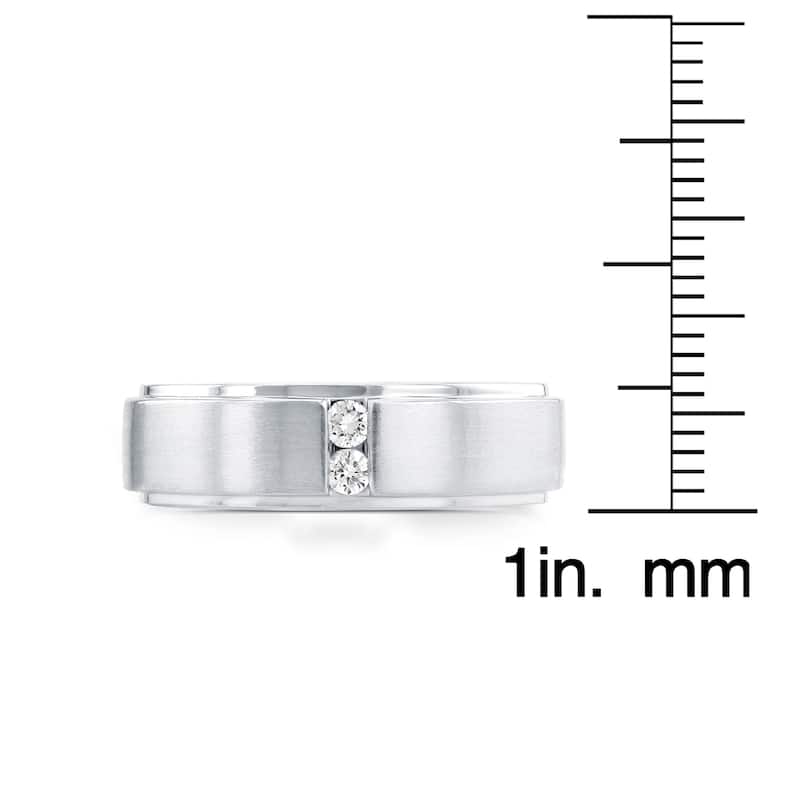 Annello by Kobelli Two Collection 14k White Gold 1/8ct. TDW 2-stone Diamond Unisex Wedding Band