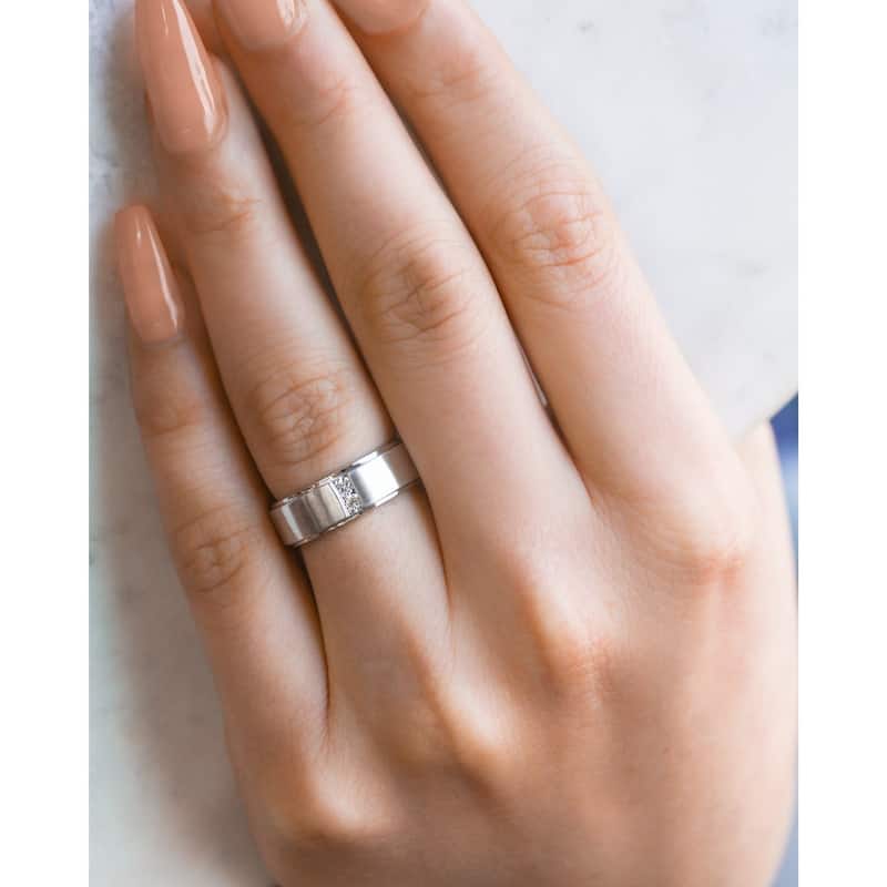 Annello by Kobelli Two Collection 14k White Gold 1/8ct. TDW 2-stone Diamond Unisex Wedding Band