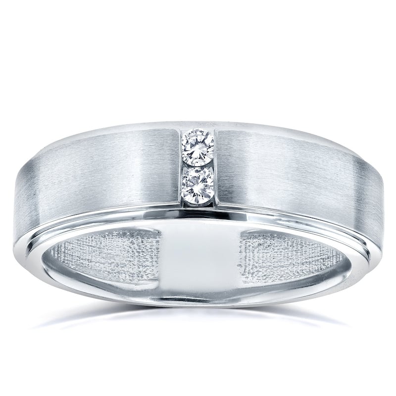 Annello by Kobelli Two Collection 14k White Gold 1/8ct. TDW 2-stone Diamond Unisex Wedding Band