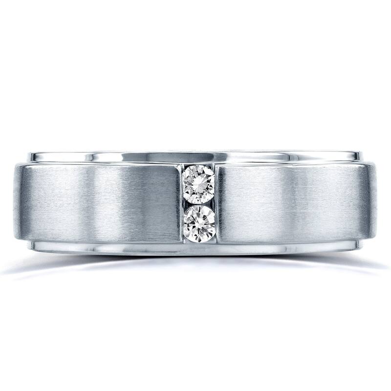Annello by Kobelli Two Collection 14k White Gold 1/8ct. TDW 2-stone Diamond Unisex Wedding Band