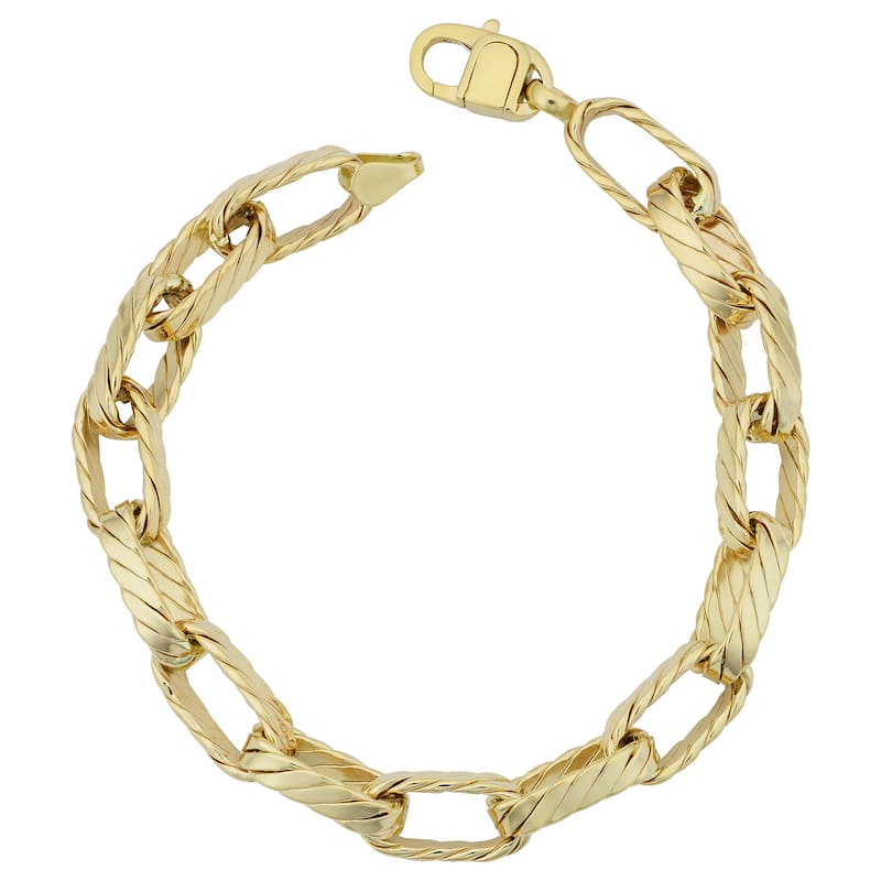 Fremada 14k Yellow Gold 8-mm Ribbed Oval Link Bracelet (8.25 inches)