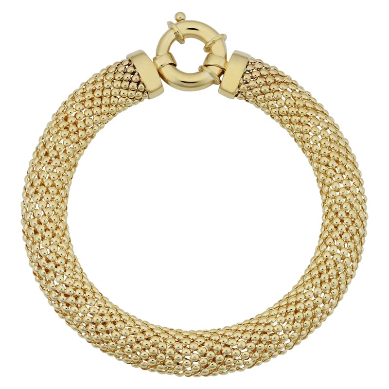 Fremada 14k Yellow Gold 8.5-mm Puffed Mesh Bracelet (7.5 inches)