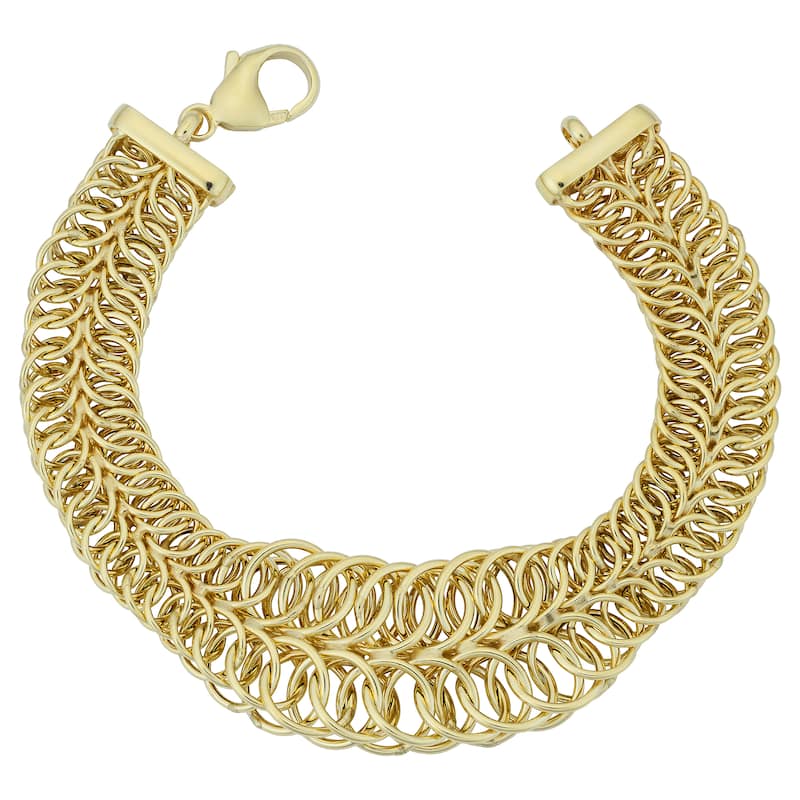 Fremada Italian 14k Yellow Gold Two-Row Graduated Round Link Bracelet (7.75 inches)