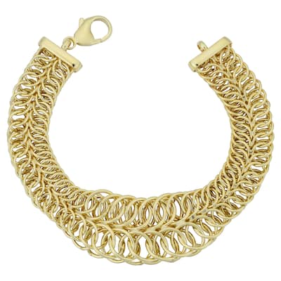 Fremada Italian 14k Yellow Gold Two-Row Graduated Round Link Bracelet (7.75 inches)