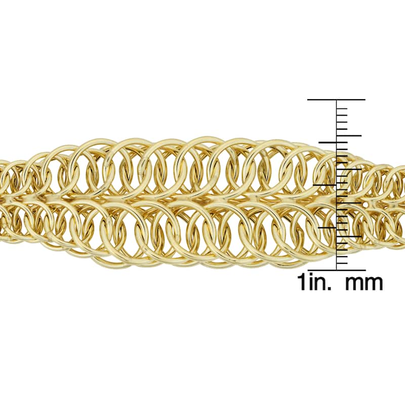 Fremada Italian 14k Yellow Gold Two-Row Graduated Round Link Bracelet (7.75 inches)