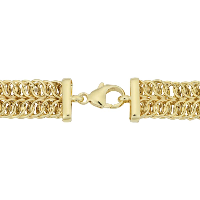 Fremada Italian 14k Yellow Gold Two-Row Graduated Round Link Bracelet (7.75 inches)