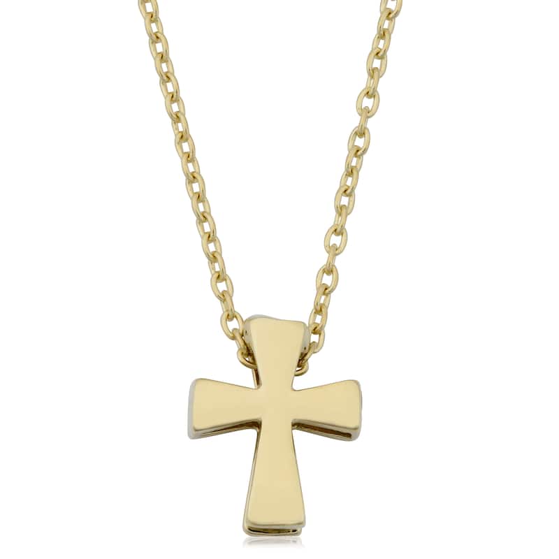 Fremada 10k Yellow Gold High Polish Small Cross Adjustable Length Necklace