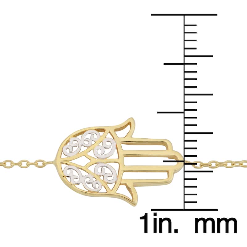 Fremada 10k Two-tone Gold Filigree Hamsa Bracelet (7.25 inches)