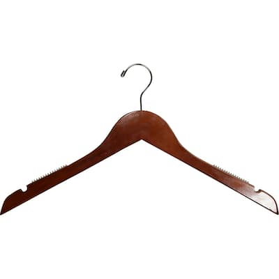 Walnut Finish 17-inch Top Hanger with Notches and Inset Rubber Strips