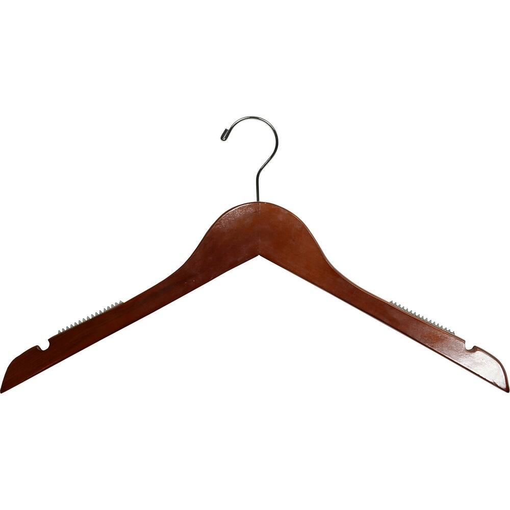 Walnut Finish 17-inch Top Hanger with Notches and Inset Rubber Strips