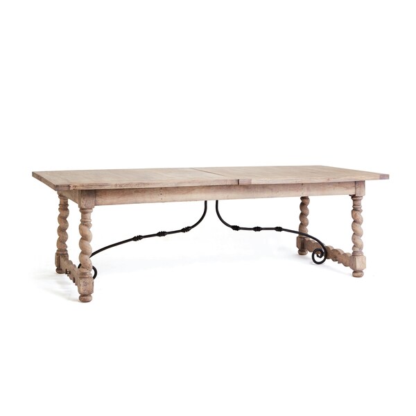 Whitewash Wood Removable Leaf Dining Table