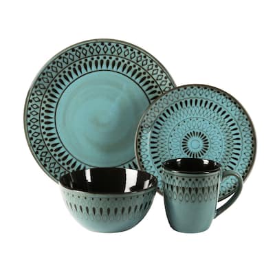 American Atelier Romy Blue Earthenware 16-piece Dinnerware Set