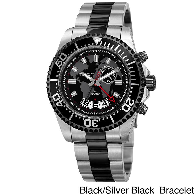 Akribos XXIV Men's Quartz Chronograph Black Stainless Steel Bracelet Watch