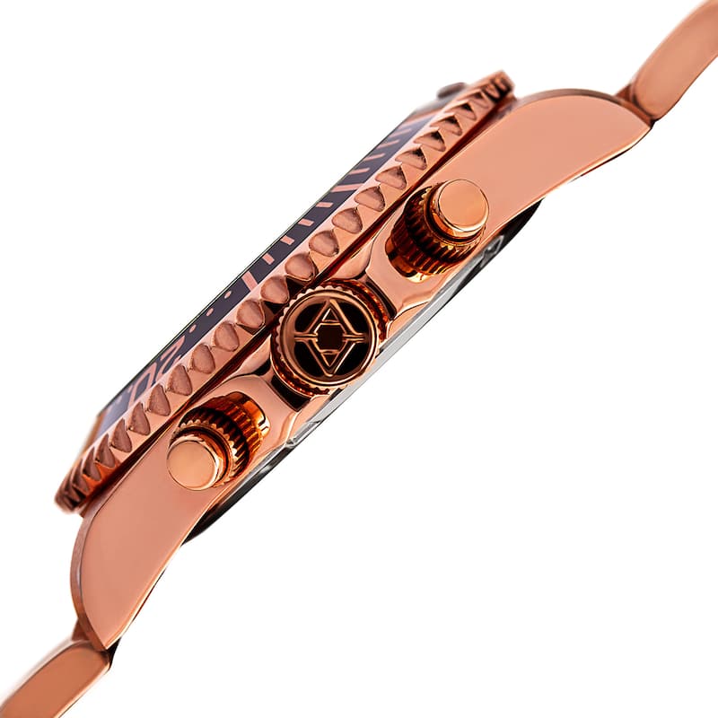 Akribos XXIV Men's Quartz Chronograph Rose-Tone Stainless Steel Bracelet Watch