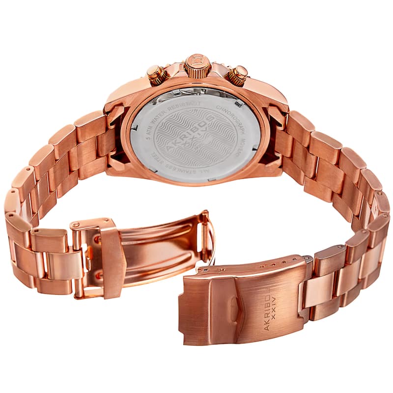 Akribos XXIV Men's Quartz Chronograph Rose-Tone Stainless Steel Bracelet Watch