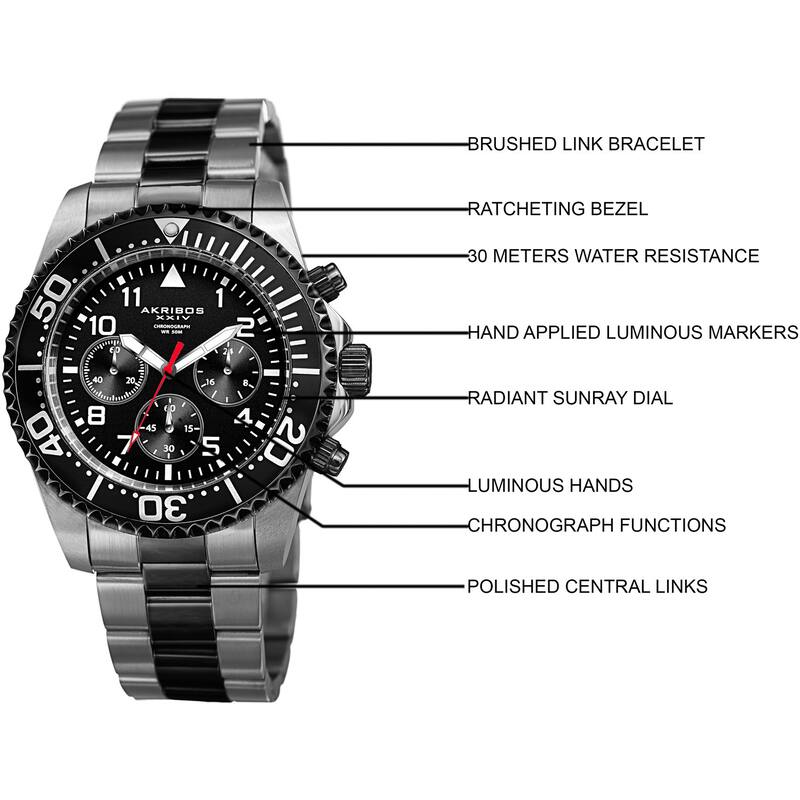 Akribos XXIV Men's Quartz Chronograph Two-Tone Stainless Steel Bracelet Watch