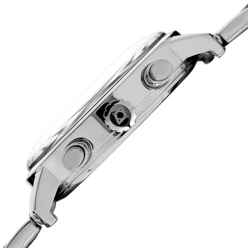 Akribos XXIV Men's Quartz Dual Time Easy-to-Read Stainless Steel Silver-Tone Bracelet Watch