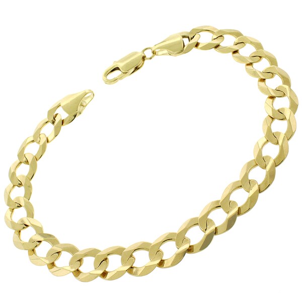 14k Gold 10mm Solid Cuban Curb Link Bracelet - Free Shipping Today ...