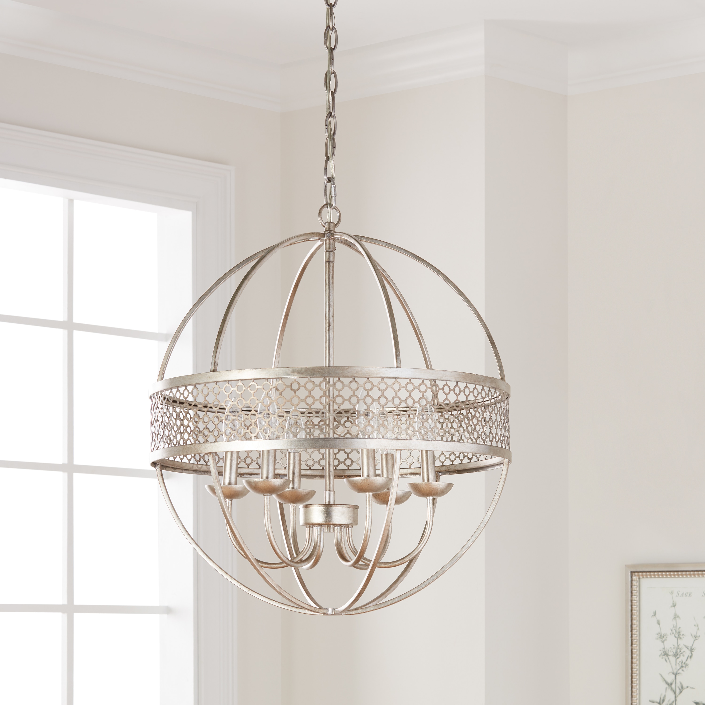 I Love Living Victoria Orb 6-Light Distressed Silver Chandelier (Distressed Silver) - Chandeliers For Bedrooms by Overstock.com
