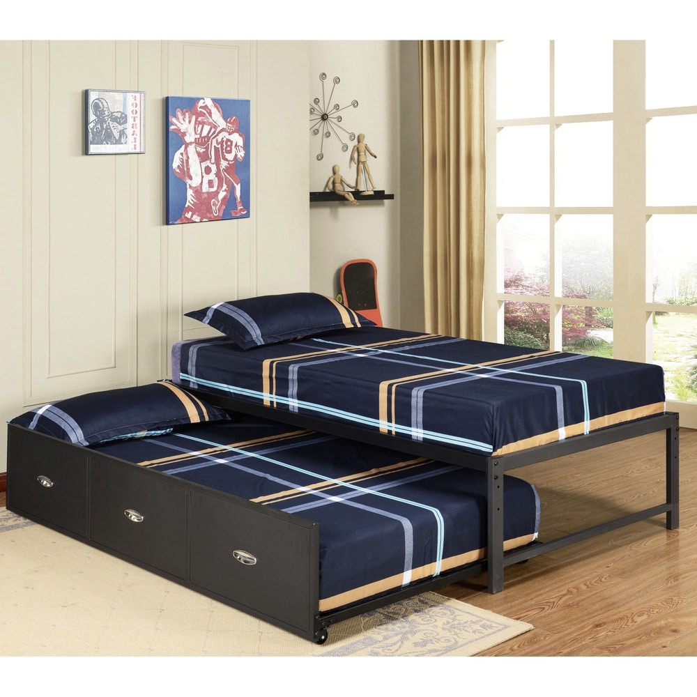 Shop K&B B39/124 Metal Twin-size Day Bed Frame with Trundle Bed