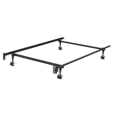 Metal Twin-size Bed Frame With 4 Roller Wheels (2 With Brakes, 2 Without)
