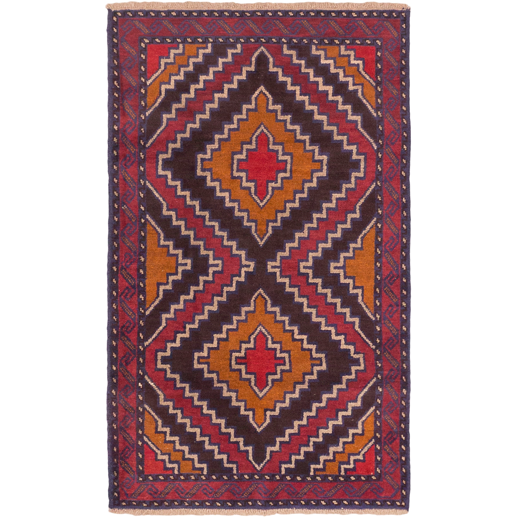 ecarpetgallery Hand-Knotted Kazak Brown/Red Wool Rug (3'9 x 6'2)
