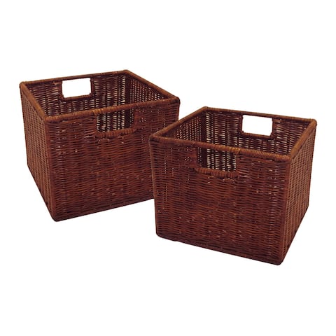 Winsome Leo Home Storage Small Rattan Baskets (Set of 2)