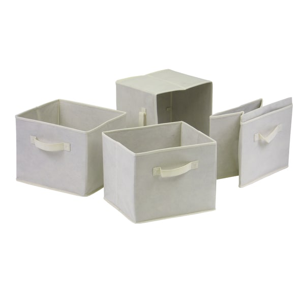 Winsome Capric Home Storage Beige Fabric Foldable Baskets (Pack of 4)