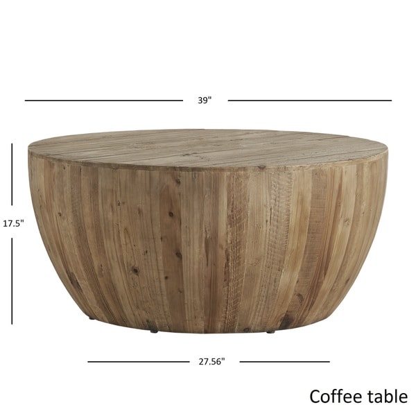 wood drum coffee table round