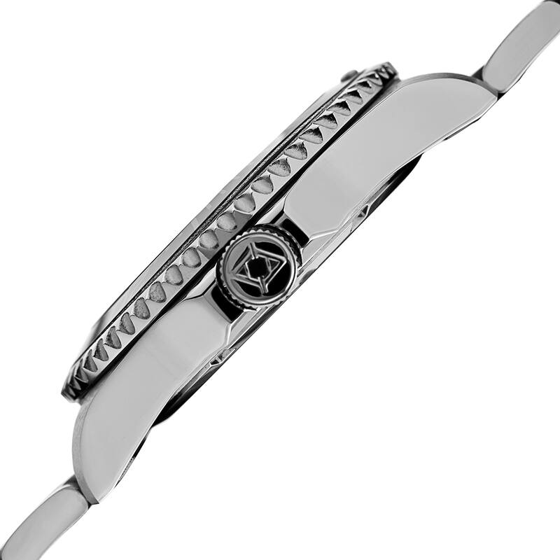 Akribos XXIV Men's Quartz Diver Style Date Stainless Steel Silver-Tone/Black Bracelet Watch