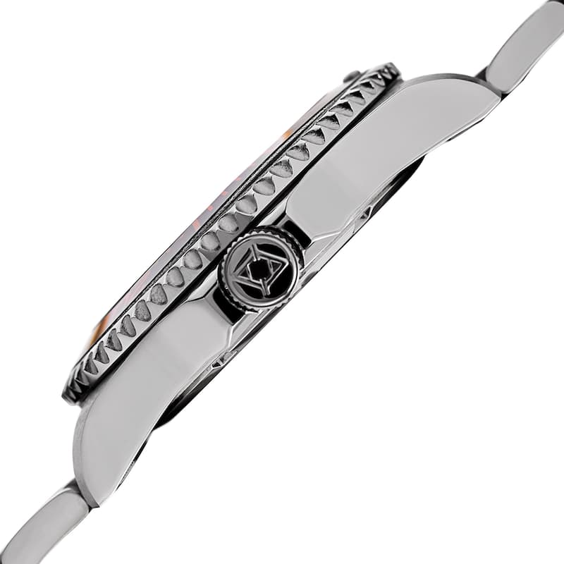 Akribos XXIV Men's Quartz Diver Style Date Stainless Steel Silver-Tone/Orange Bracelet Watch